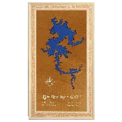 Blue Ridge Lake, Georgia Stained Wood and Distressed White Frame Lake Map Silhouette