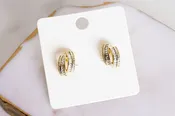 14k Gold CZ Ribbon Earrings