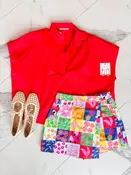 Solid Poplin V Neck Collar Top
