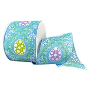 Light Blue Satin Easter Egg Trellis Wired Ribbon 2.5″ x 10 Yards 32619-40-04