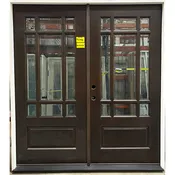 6/0 X 6/8 Espresso Mahogany 9-lite Double Door RH