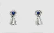 Blue Ribbon Earring-Imation Rhodium Finish