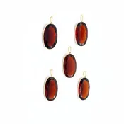 Garnet 14K Gold Long Oval Charm