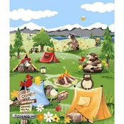 CLOTHWORKS - Barron Goes Camping - Quilt Panel 36" - Grass Green - PL1518
