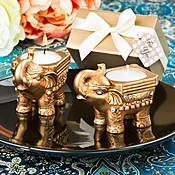 Gold Good luck Indian Elephant candle holder