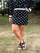 Mia Retro Polka Dot Mini Skort - Black & White