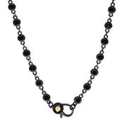 18" Black CZ Bezel Charm Bar Chain