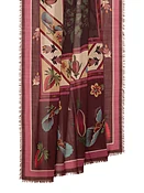 100% Wool Stole Stripes & Flowers  Print