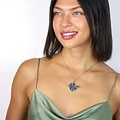Blue Mosaic Crystal Dove Necklace