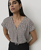Geo Print Pleat Front Top