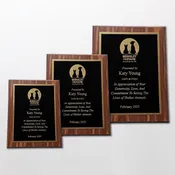 Walnut Finish Plaque with Black/Gold plate