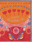2 Blue Birds on Orange Card