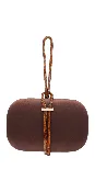 Satin Oval Box Handbag with Rhinestone Hand Strap