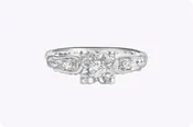 0.13 Carat Total Round Brilliant Cut Diamond Three-Stone Engagement Ring in White Gold
