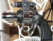 Black & Silver Revolver Gun w/Telescope Lens (3″ x 3″)