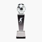 3D Engraved Crystal Soccer Column Trophy