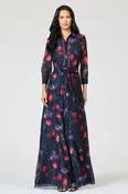 ADDISON MIDNIGHT BLUE FLORAL SHIRT DRESS GOWN