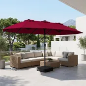 15.5 Ft Patio Umbrella and Solar Led Lights