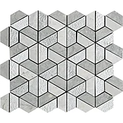Britannia Blend Textured 3d Hexagon Limestone Mosaics 10 3/8x12