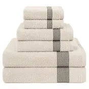 American Soft Linen Pleated Collection 100% Combed Cotton Luxury 6 Piece Towel Set, Zero Twist Ultra Soft and Plush 460 GSM Towels for Bathroom
