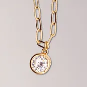 Elegant Gold Chain Necklace with Cubic Zirconia Pendant