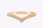 0.22 Carats Total Brilliant Round Diamond V-Shaped Wedding Band in Rose Gold