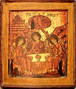 Antique 18c Russian icon of Trinity (78551)