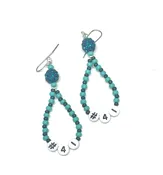 Dave Matthews Inspired Earrings / DMB Jewelry /Czech Turquoise and Black with Choice of Word Jewelry / Made in USA