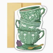A Cup of Tea and a Note From Me Die Cut Teacup Greeting Card