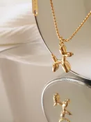 18K Gold Non-Tarnish Balloon Bear or Dog Necklace