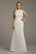 High Neck Satin Bow Back Mermaid Wedding Dress