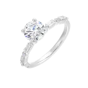 14k White Gold Semi-Mount With Baguette and Round Diamonds