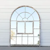 21 Pane Arched Iron Mirror
