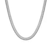 FALLON HAILEY HERRINGBONE CHAIN NECKLACE, SHORT - RHODIUM