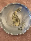 Go Fish, the Winds Show : Jalana’s Trout Down View Ruffled Edge Platter #118 — Miami Valley Pottery