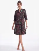 Ivy 'Rain Forest' Collared Button-Front Midi Shirt Dress