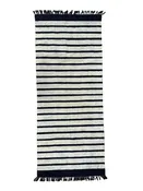 Handmade Block Printed Lines Canvas Rug India 2.5x6