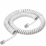 12' White Coiled Modular Handset Cord With Attached Plug Ends