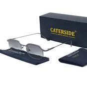Caterside New Retro Small Frame Sunglasses Men's Polygonal Lenses Sun Glasses Women Business Travel Party Eyewear Summer Style