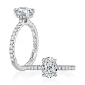 14k Diamond Pavé Engagement Ring with Quilted Interior