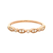 14kt Rose Gold and CZ Cubic Zirconia Fashion Milgrain Alternating Shapes Half Eternity Band