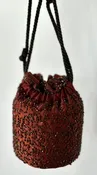 Vintage Y2K 90s Orange Brown Satin Beaded Drawstring Mini Pouch Minaudière - $39 - From Effies