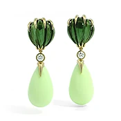 Green Tourmaline and Chrysoprase Earrings