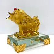 2026 Chinese Zodiac Ox Year Golden Resin Collectible Figurines Table Decor Statue Small