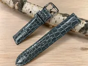 Gray Hadley Roma Genuine Shiny Alligator USA Made Strap 16mm X 16mm