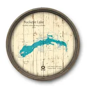 23" Buckeye Lake Vintage Wooden Barrel End Map