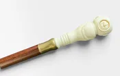 Antique Carved Bone DEEP SEA DIVER FOLK ART Walking Stick Cane