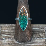 Lux Marquise Ring .925 Sterling Silver with Malachite and Elements from The Blue Ridge Mountains