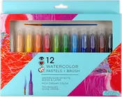 12 Watercolor Pastels+ Brush