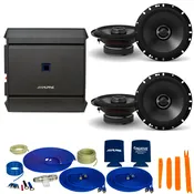 Alpine 2-Pairs S-S65 6.5" Coax speakers with an Alpine S-A32F 320W 4-Ch Amp and Wiring